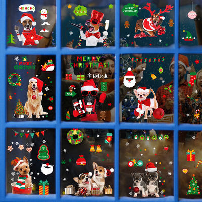 Transparent PVC Snowman Window Stickers 0.1mm Merry Christmas Gift Stickers